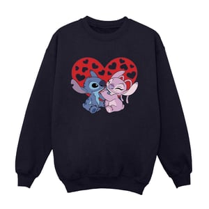Disney Girls Lilo & Stitch Hearts Sweatshirt (Navy Blue)
