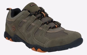 Hi-Tec Quadra II Suede Heren Wandelschoenen In Taupe/oranjebruin