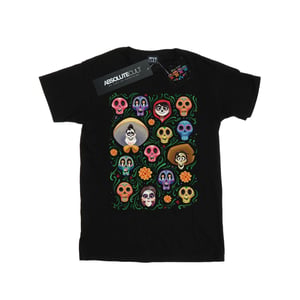 Disney Meisjes Coco Hoofden Patroon Katoenen T-Shirt (Zwart)