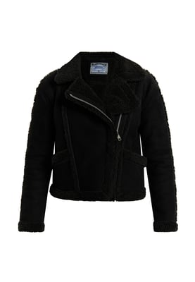 Dreimaster Leren bikerjack Dames zwart