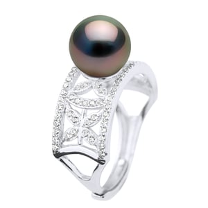 Ring Sieraden - Echte Cultured Tahiti Parel Rond 9-10 mm