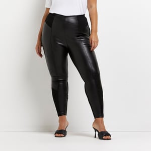 River Island Womens Leggings Plus PU Ponte Mix - Black
