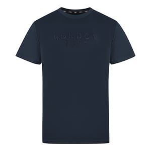 Aquascutum London 1851 T-shirt med marinblå tejp-logotyp