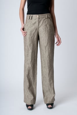 Rechte linnen broek Khaki