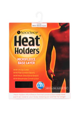 Heat Holders - Mens 1/4 Zip Thermal Microfleece Long Sleeve Top