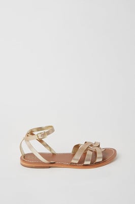 Wide Fit Leather Jaleesa Woven Flat Sandals