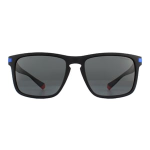 Polaroid rechthoekige heren mat zwart blauw grijs gepolariseerde zonnebril