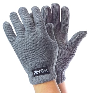 Childrens Thinsulate Gloves for Winter | THMO | Boys & Girls Knitted Thermal Full Finger Gloves for Kids - Grey