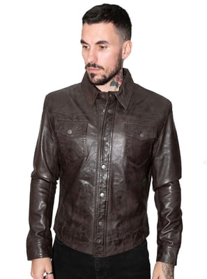 Retro läderskjorta jeansjacka för herrar-Beijing