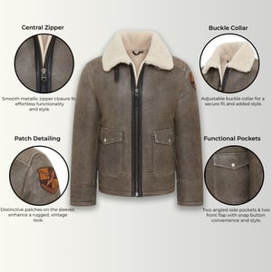 Herr Grå B3 Shearling Bomber Aviator Jacka - Akutan