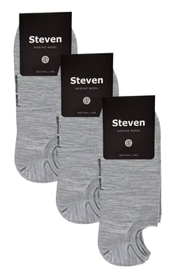 Steven - 3 Paar Heren Merino Wol Onzichtbare Sokken | Ademende Lichte Sokken - Lichtgrijs