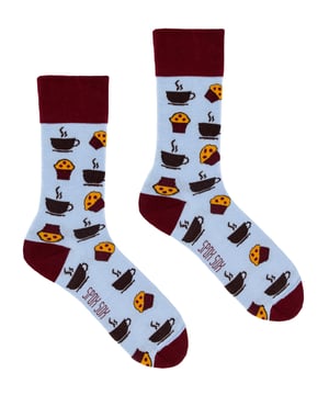 SPOX SOX - Mens & Ladies Mismatched Novelty Odd Socks - Coffee & Muffins