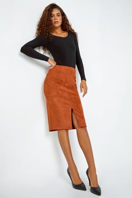 Suedette Pencil Stretch Skirt