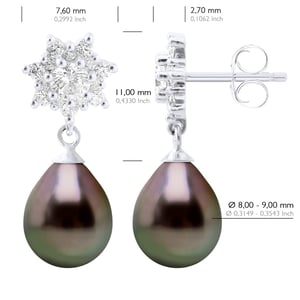 Earrings Real Cultured Tahiti Pearls Pear 8-9 mm