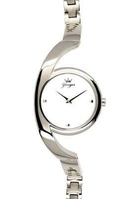 Yonger and Bresson Silver band with White Dial