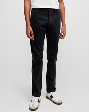 BOSS Orange Mens Slim Fit Chinos in Stretch-Cotton Satin