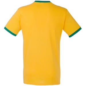 Fruit Of The Loom Mens Ringer Short Sleeve T-Shirt (Sunflower/Kelly Green)