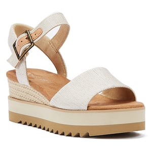 TOMS Diana Canvas Wedge Natural Women's White Sandals