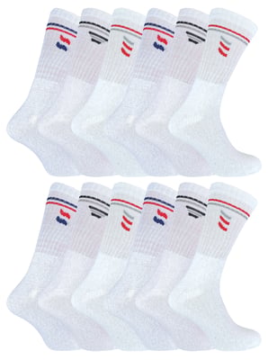 Sock Snob - 12 par sportstrumpor i bomull för herrar i vitt och svart - Vit