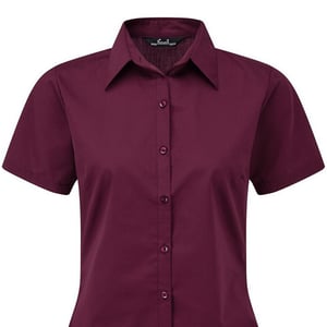Premier Popeline blouse met korte mouwen / Gewoon werkoverhemd (Aubergine)