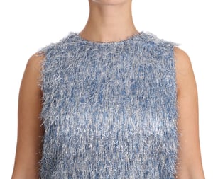 Dolce & Gabbana Lichtblauwe Franje Shift Jurk voor dames