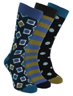 HS by Happy Socks - Mens 3 Pack Novelty Gift Box Dress Socks - Square