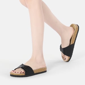 EVER AU Dam Swan Läder Easy Slip-On Sandaler - Svart Läder