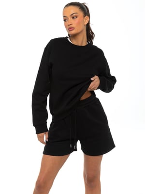 Enzo Womens Oversized Sweatshirt Tracksuit Met Korte Broek - Zwart