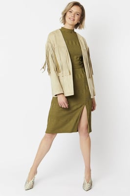 Faux Suede Jacket with Tassels Shimmer