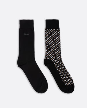 BOSS Orange Monogram Mens 2 Pack Regular Length Cotton Blend Socks