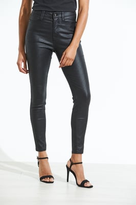 Black Textured Coated Skinny Jean