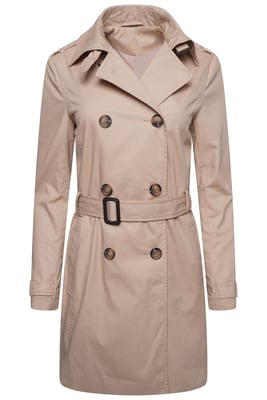 Tina Double Breasted Trench Coat in Stone