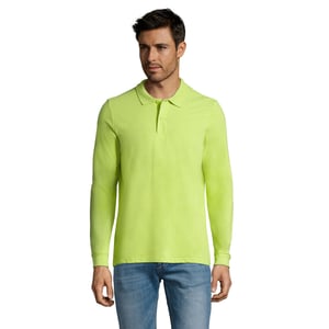 SOLS Heren Perfect Effen Piqué Poloshirt met Lange Mouwen (Appelgroen)