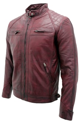 Leather Rock Racing Quilted Biker Jacket
