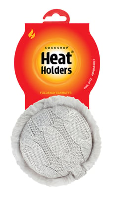 Heat Holders - Ladies Winter Warm Knitted Ear Muffs | Faux Fur | Cold Weather - Light Grey