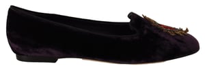 Dolce & Gabbana Dames Paarse Fluwelen DG Hart Instappers Flats Schoenen