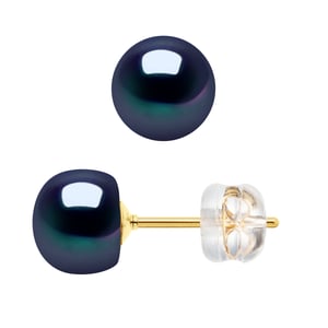 Oorbellen Studs 6-7mm gekweekte parels Black Captive White Gold