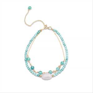 Luxenter armband, ekhao metaallegering en amazoniet, 18K vergulde afwerking