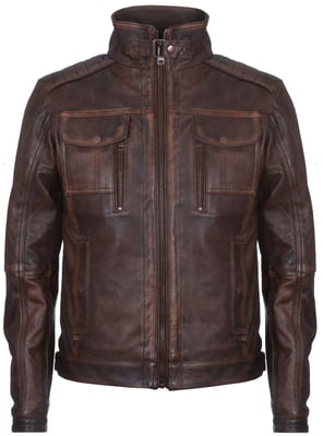 Leather Biker Distressed Motorcycle Jacket