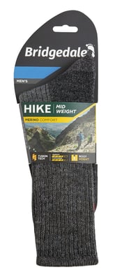 Bridgedale - Mens Hiking Midweight Merino Wool Socks - Charcoal