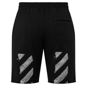Off-White Scribble Design Black Sweat Shorts