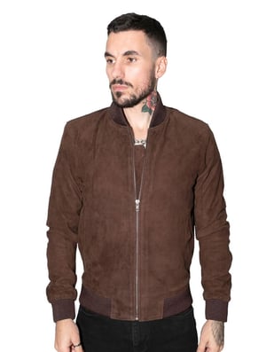 Bomberjacka i läder för herrar Retro Goat Suede Varsity-Athens