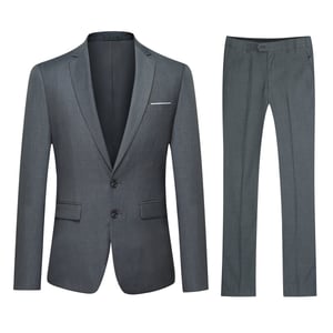 2-delad slim fit grå kostym med två knappar för herrar