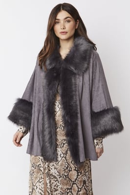 Faux Fur Faux Suede Cape