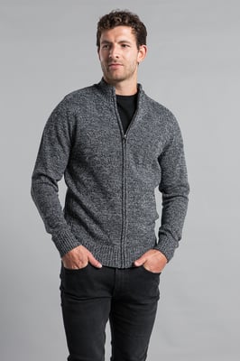 Black Recycled Cotton Blend Zip-Through Cardigan