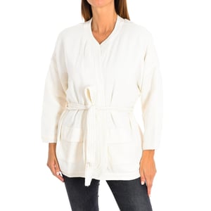 Long cardigan and knotted belt 8998 woman