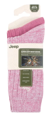 Womens Walking Boot Socks | Jeep | 2 Pack High Performance Polyester Running Socks - Cerise / Cream