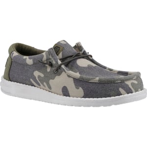 HEYDUDE Wally Washed Camo Polyester Camo Båtskor för män