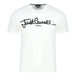 Gewoon wit T-shirt met logo van Cavalli