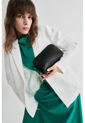 Soft Grain Leather Zip Top Cosmetic Bag